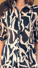 Ellis Button Up Shirt - Black/Beige