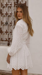 Brittney Long Sleeve Mini Dress - White