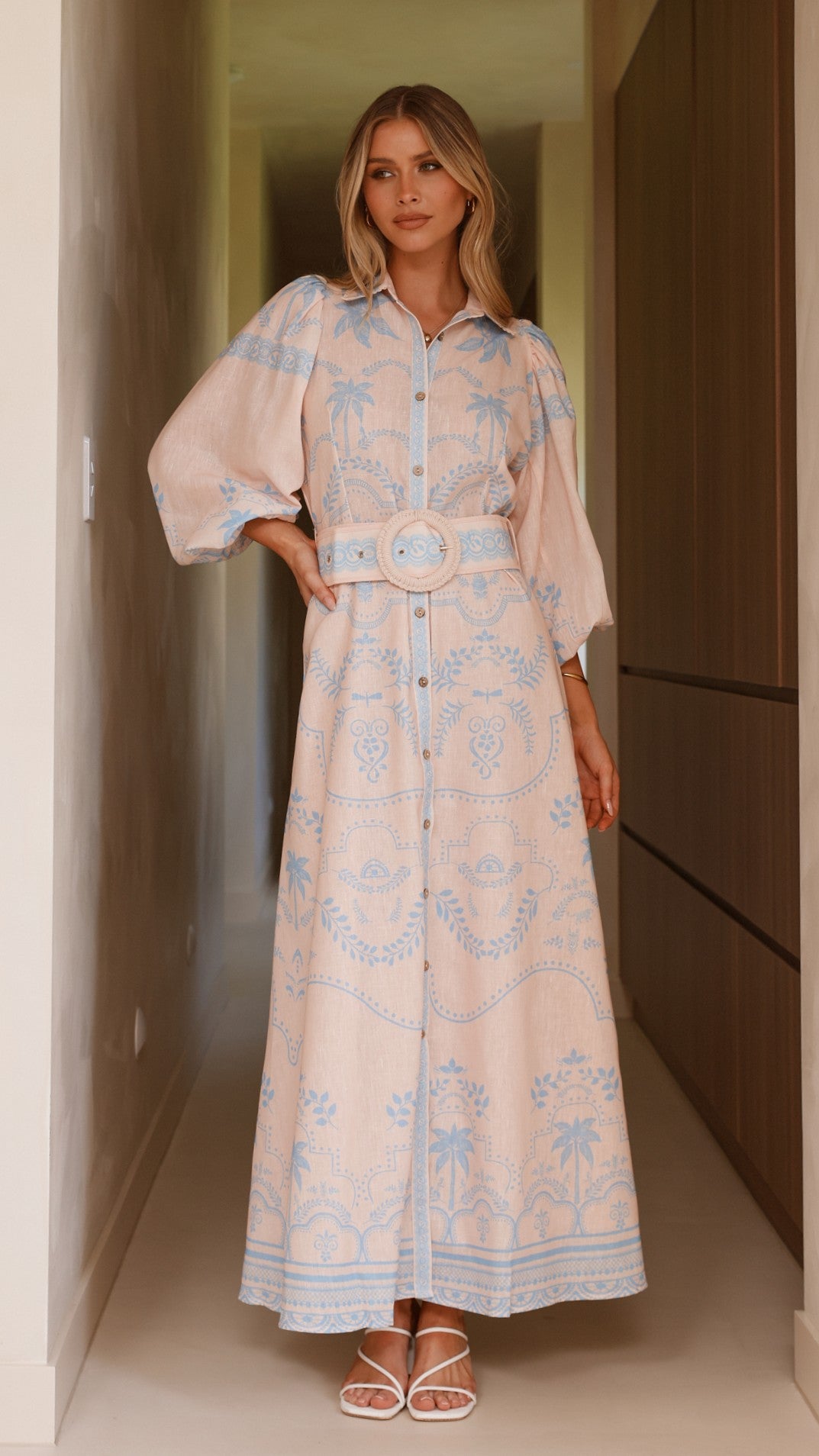 Xander Long Sleeve Maxi Dress - Blue
