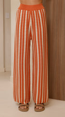 Layla Knit Wide Leg Pants - Orange