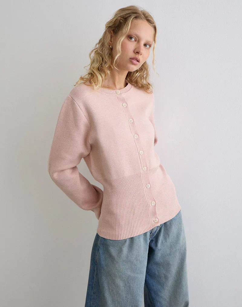 Subra Long Sleeve Cardigan in Pink