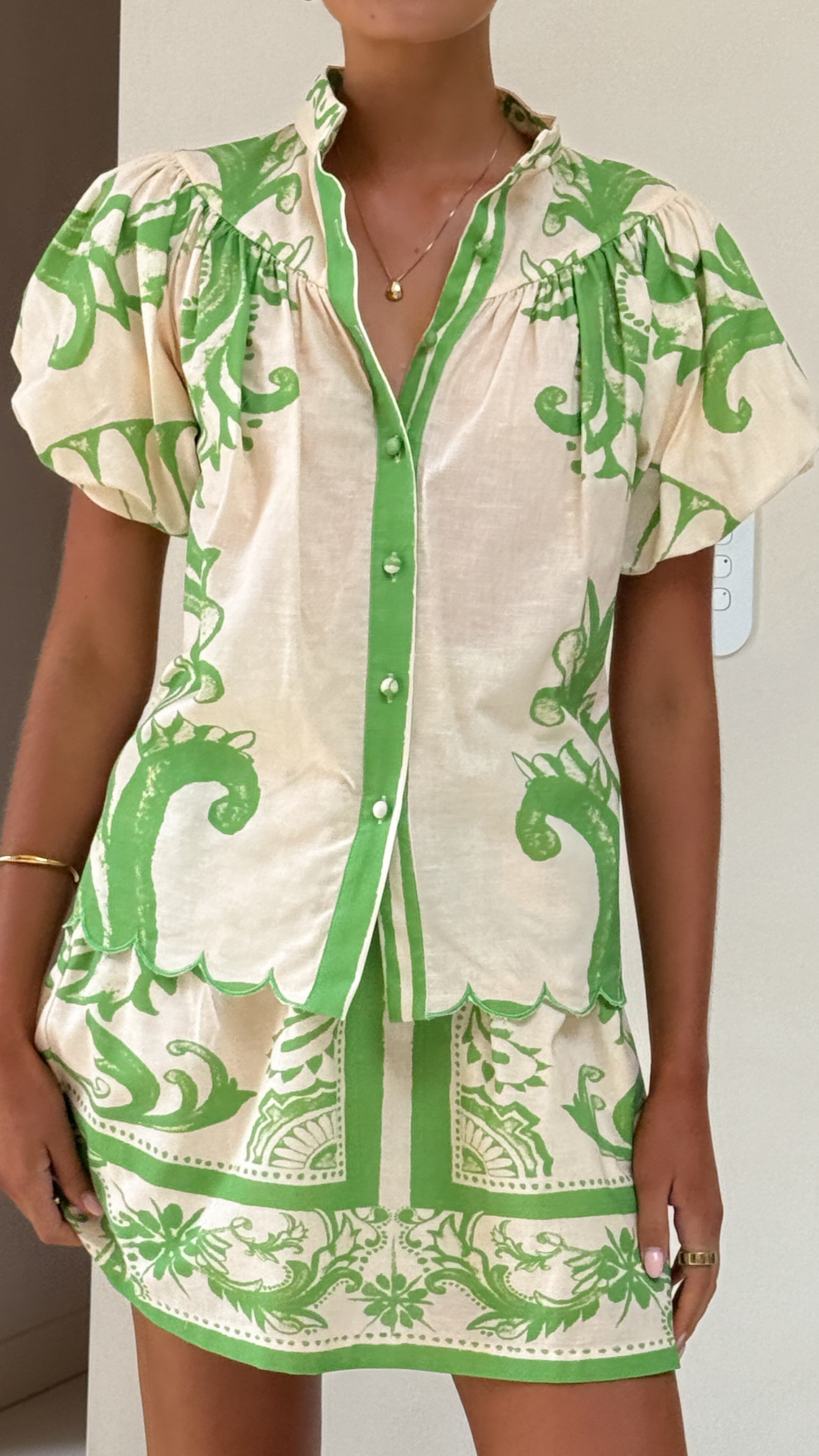 Lanie Shirt - Sage / Cream