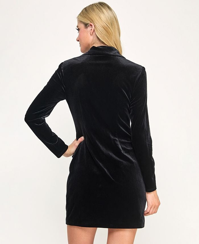 City Studios Women's Velvet Tuxedo Blazer Dress