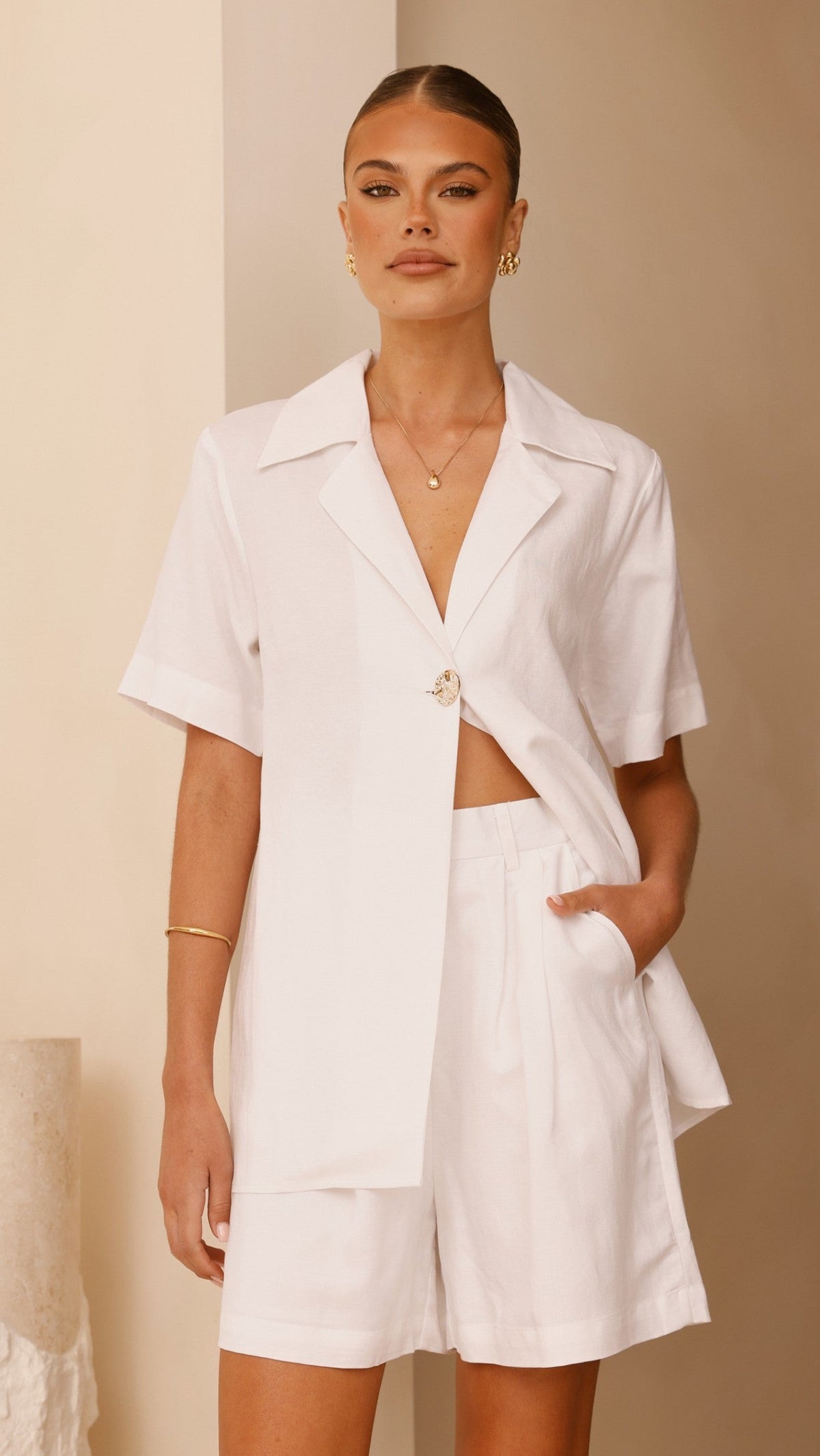 Emmaline Button Shirt - White