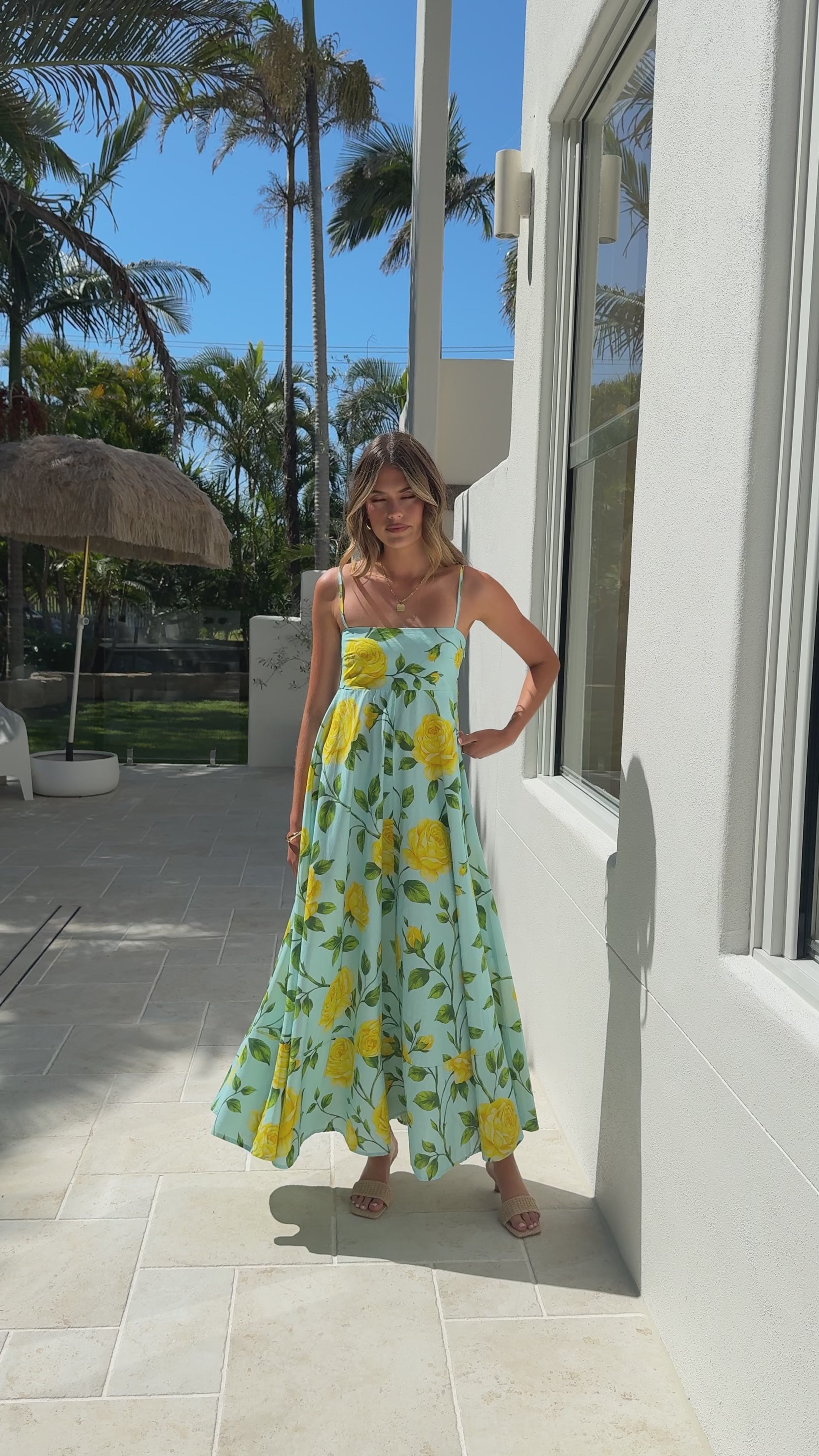 Kaethe Maxi Dress - Lemon/Aqua Floral