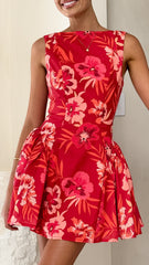 Canika Mini Dress - Red Floral