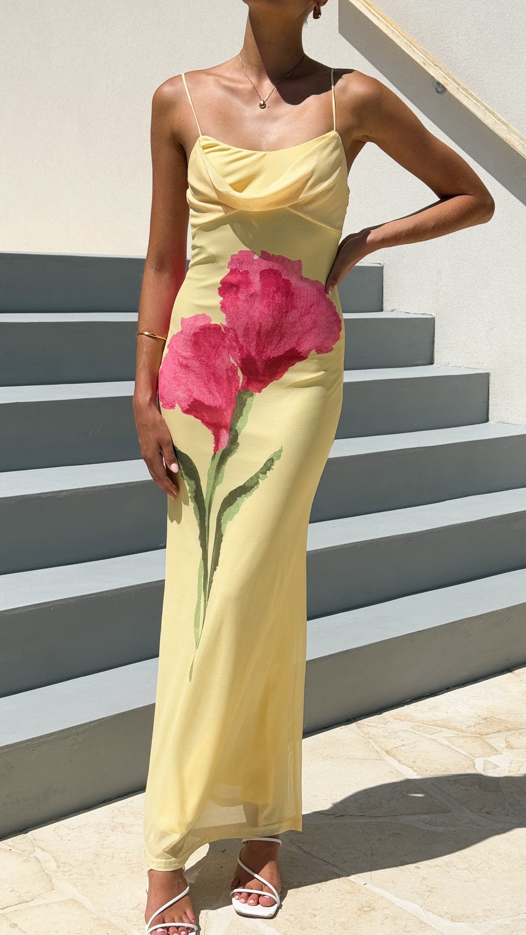 Kiaya Maxi Dress - Yellow/Blossom