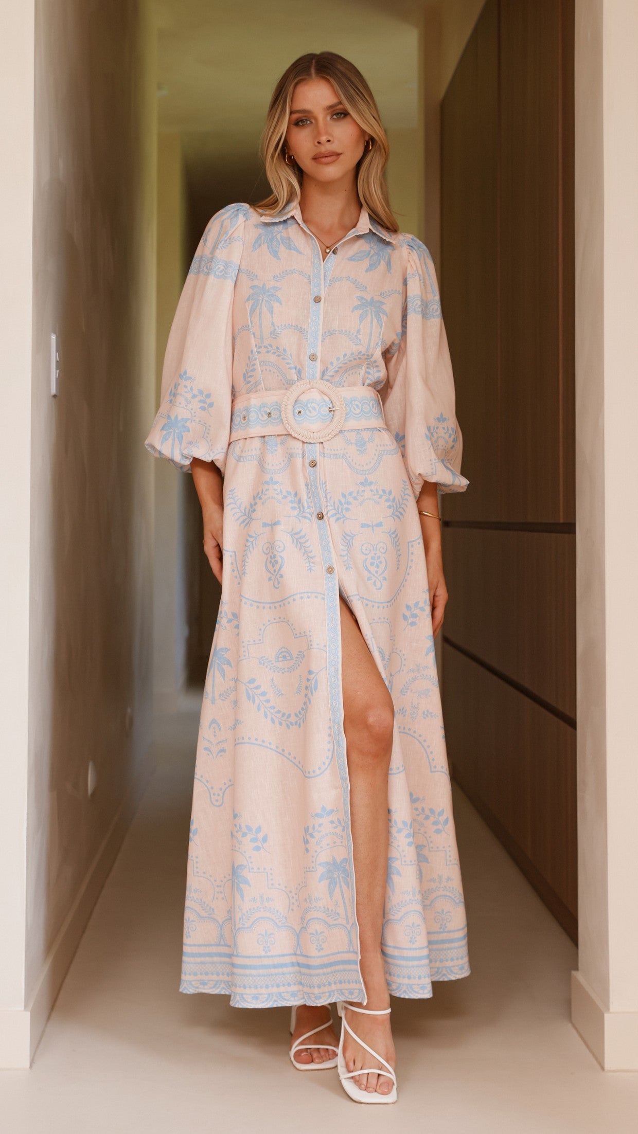 Xander Long Sleeve Maxi Dress - Blue