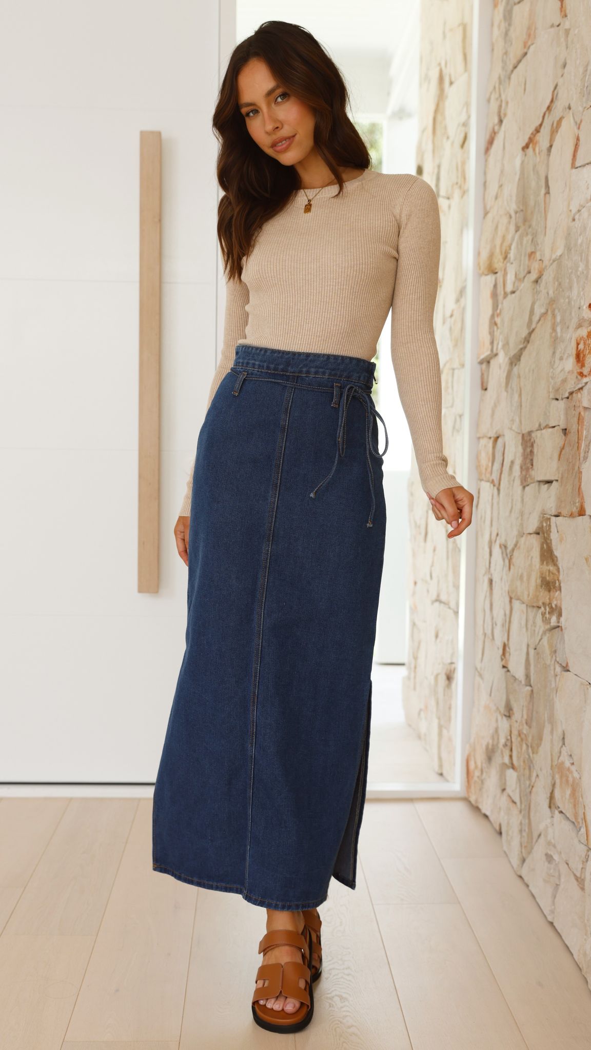 Kahlilia Maxi Skirt - Mid Blue Denim