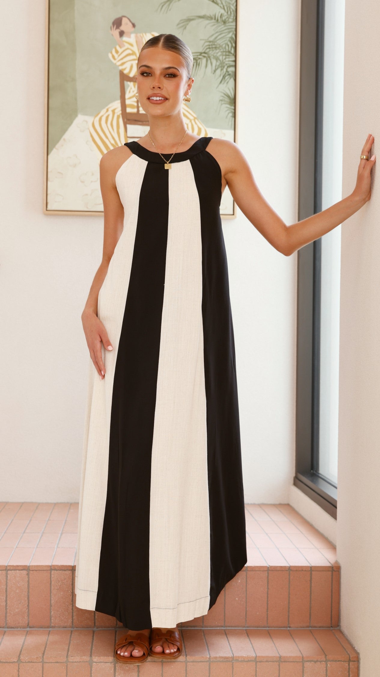 Talaith Maxi Dress - Black / Cream