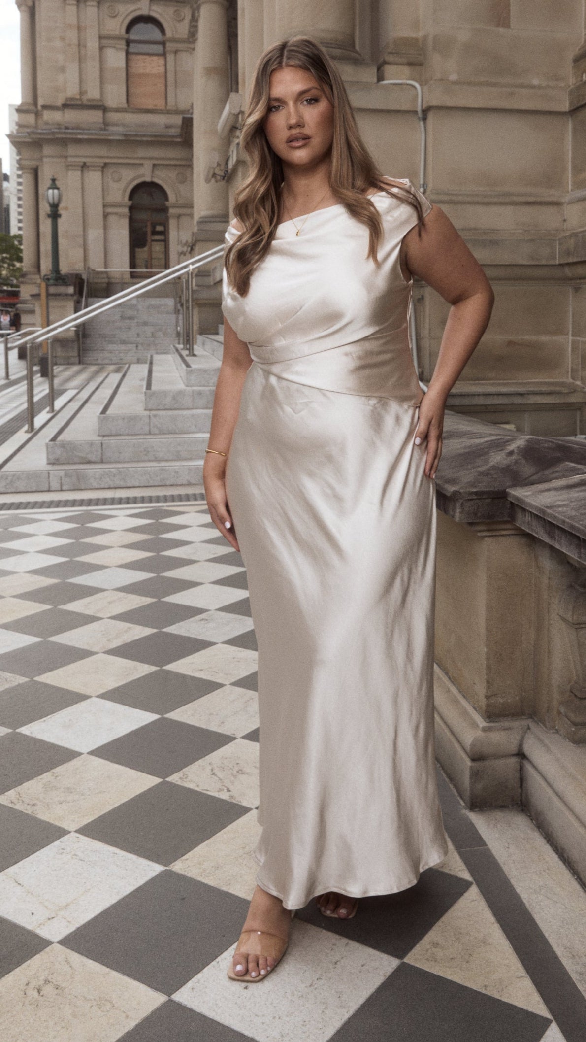Auria Off Shoulder Maxi Dress - Champagne