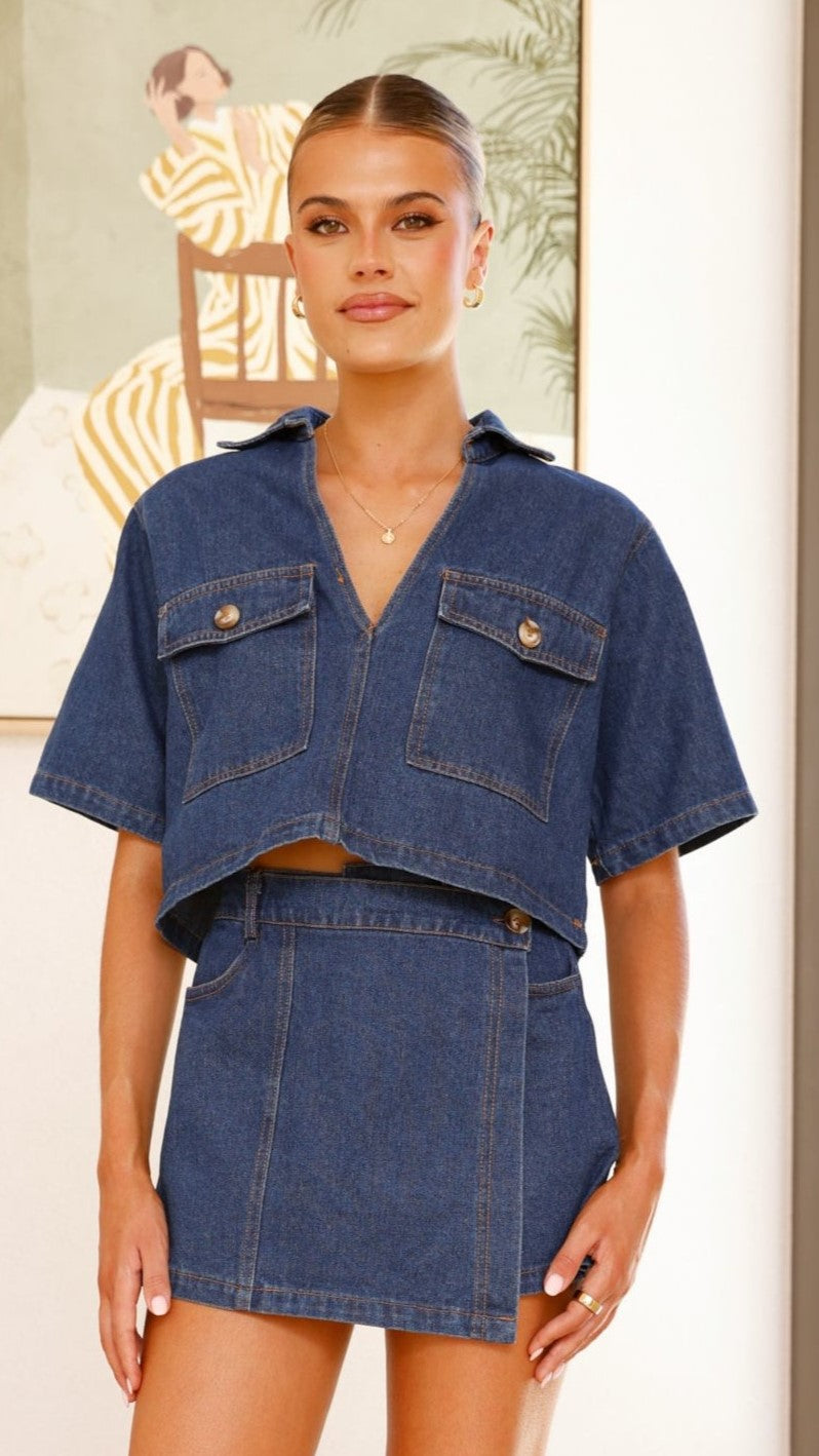 Olivia Top and Skort Set - Dark Denim