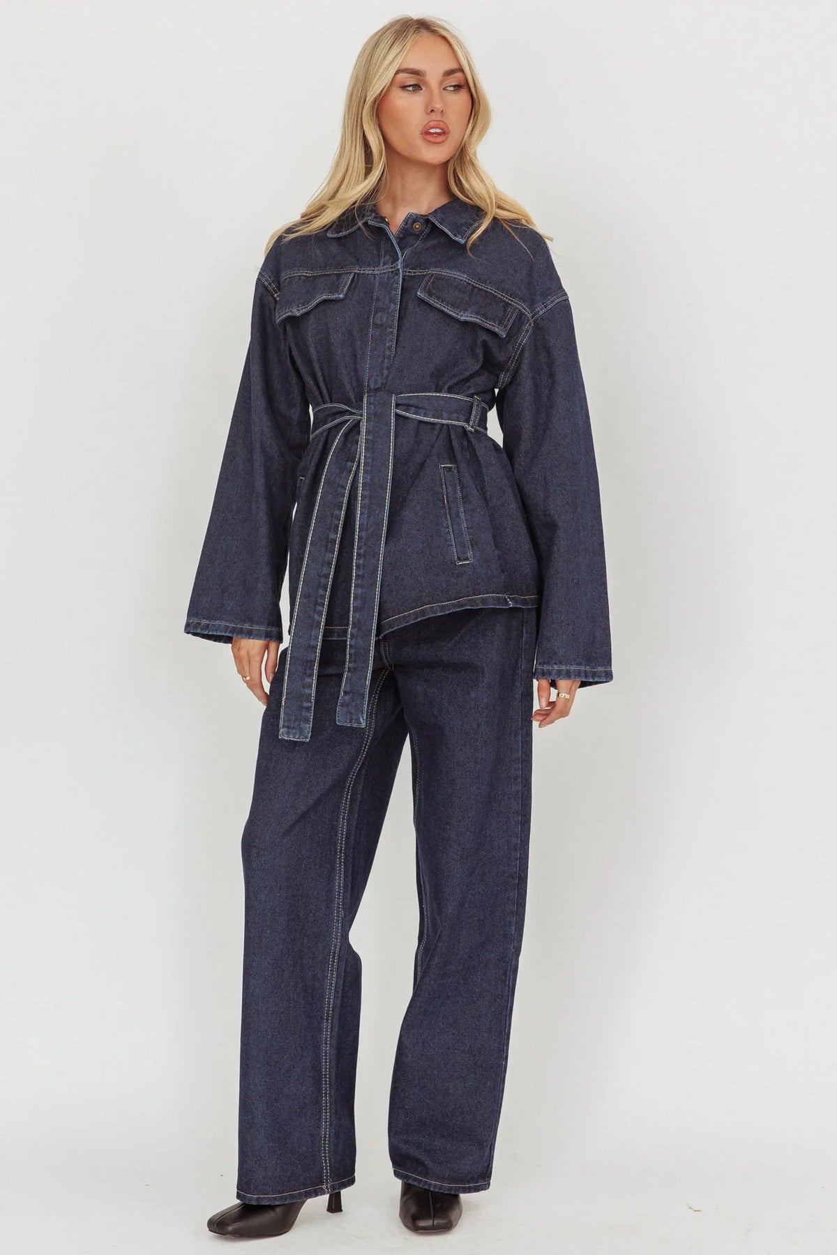 Belisse Straight Leg Pants Denim Blue