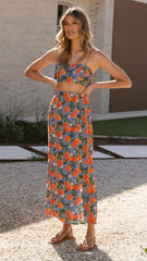 Nova Maxi Skirt - Orange Print