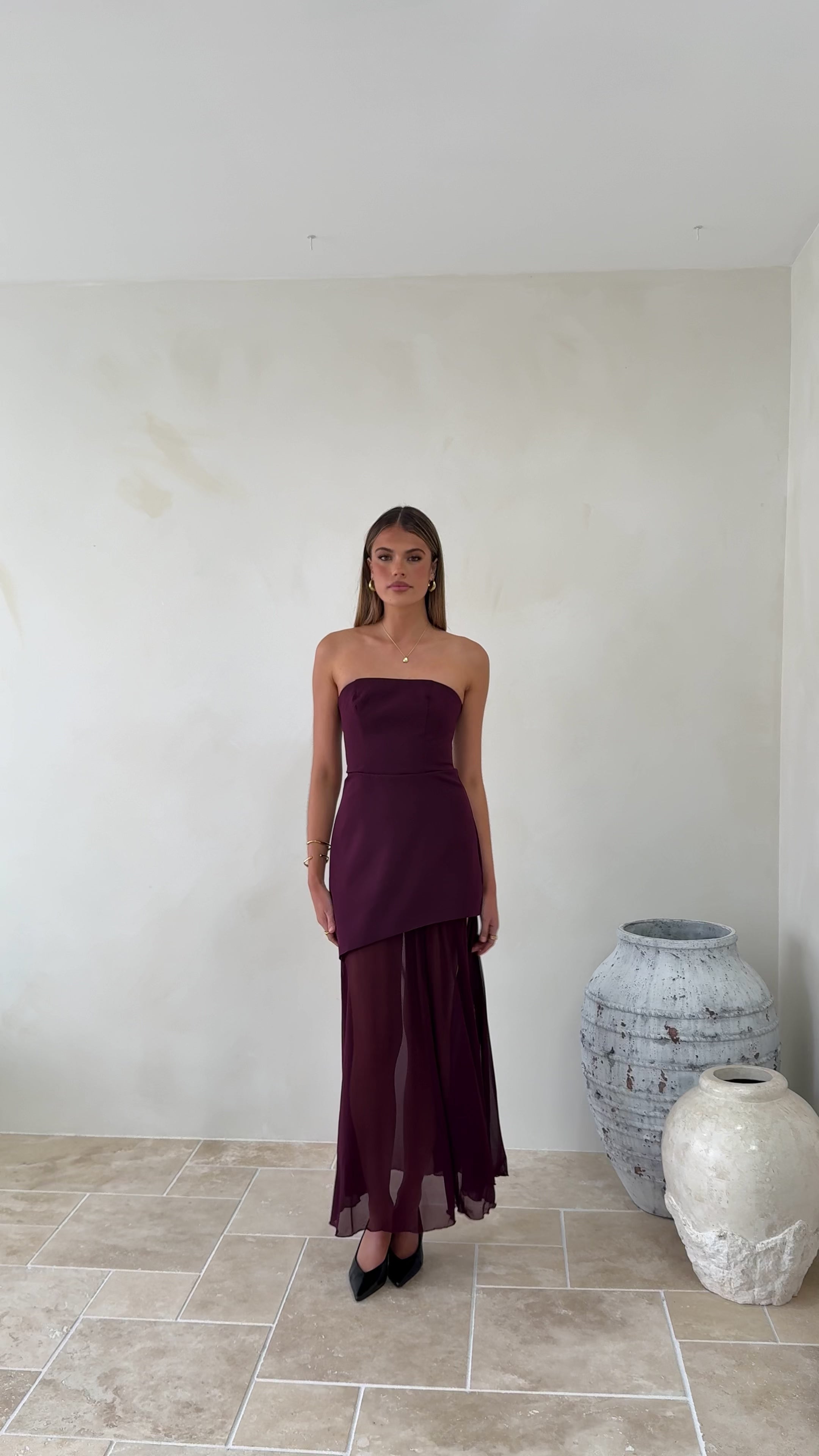 Fenella Asymmetrical Maxi Dress - Plum