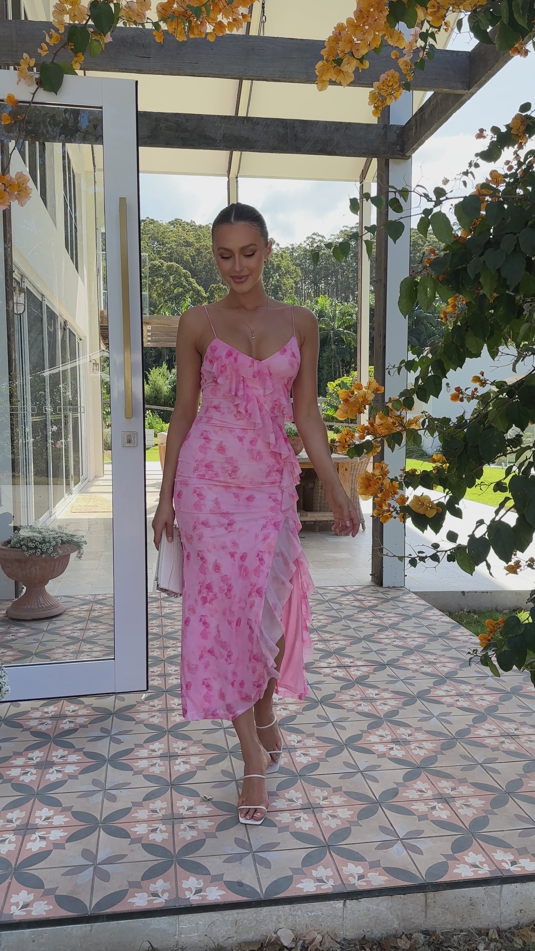 Debbie Midi Dress - Pink Floral
