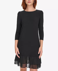 Tommy Hilfiger Women's Crewneck Ruffle Hem Dress