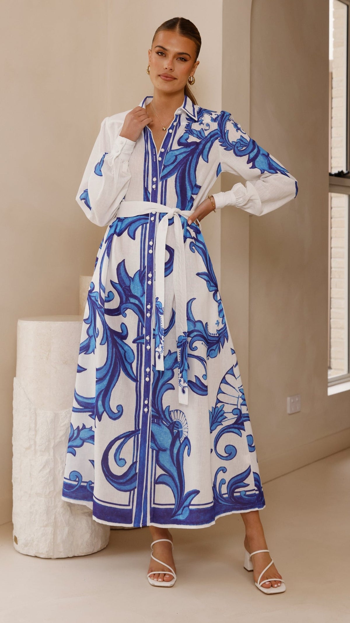 Lucia Long Sleeve Maxi Dress - Sapphire Print