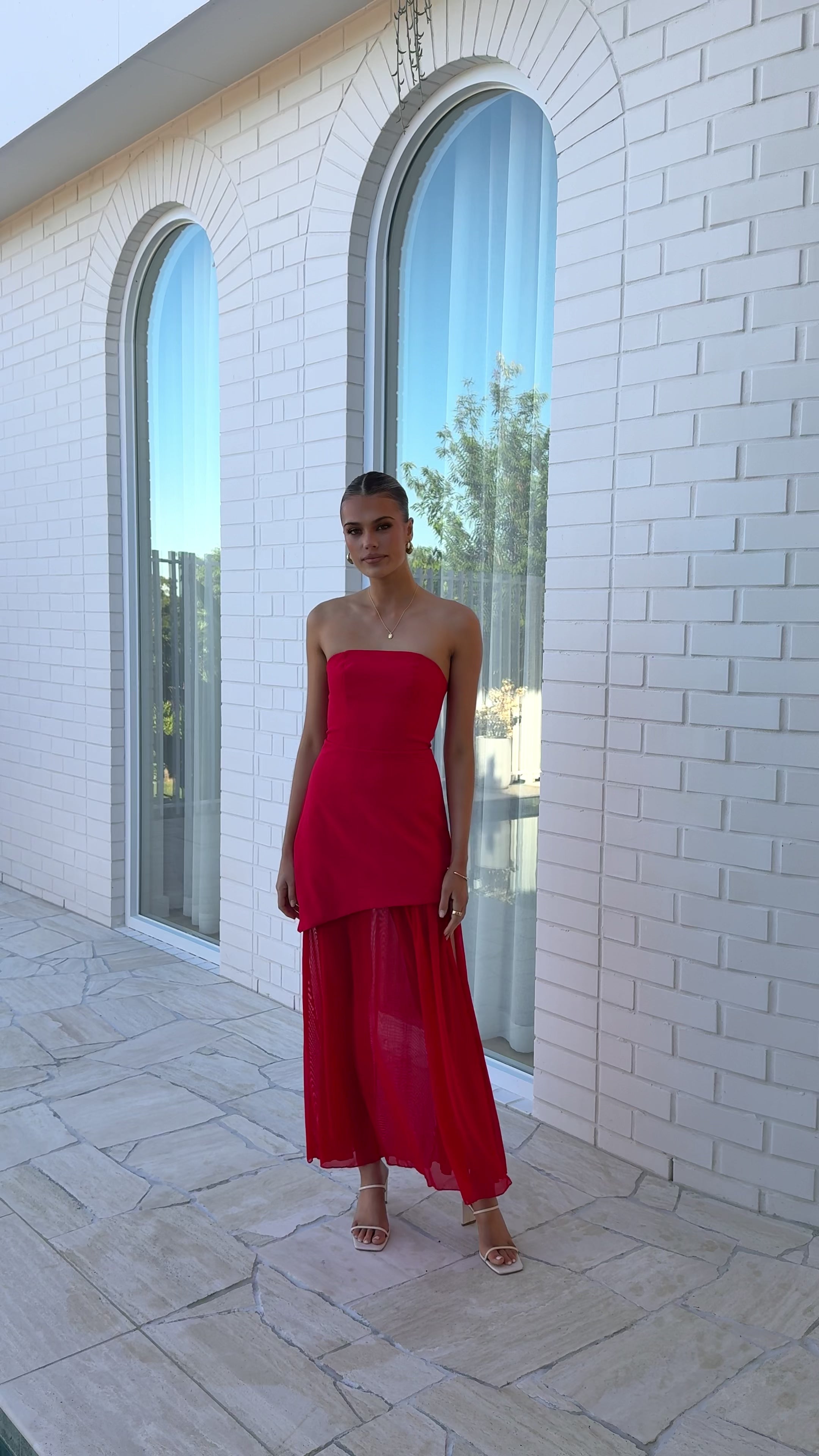 Fenella Asymmetrical Maxi Dress - Red