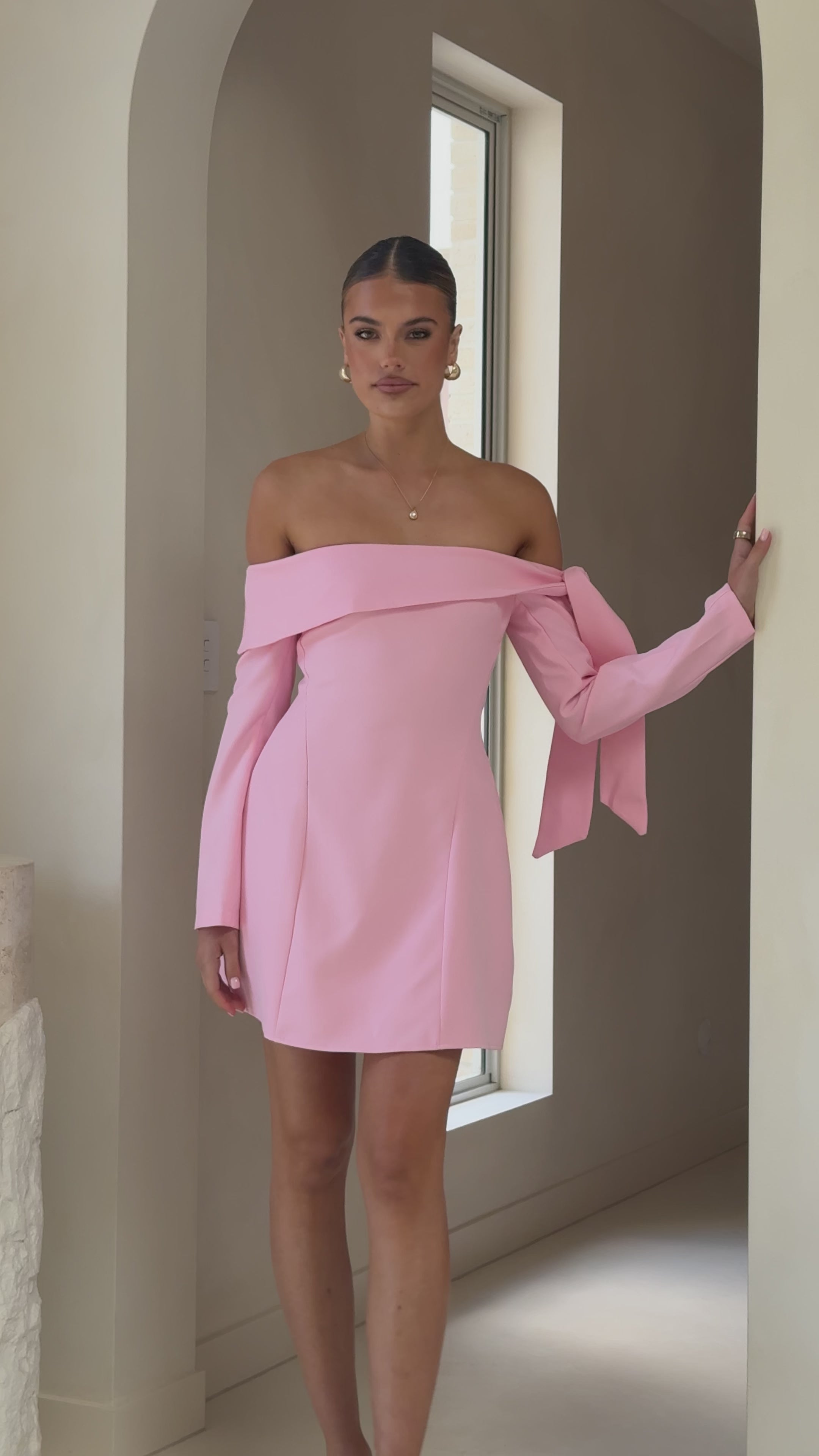 Halen Long Sleeve Mini Dress - Pink