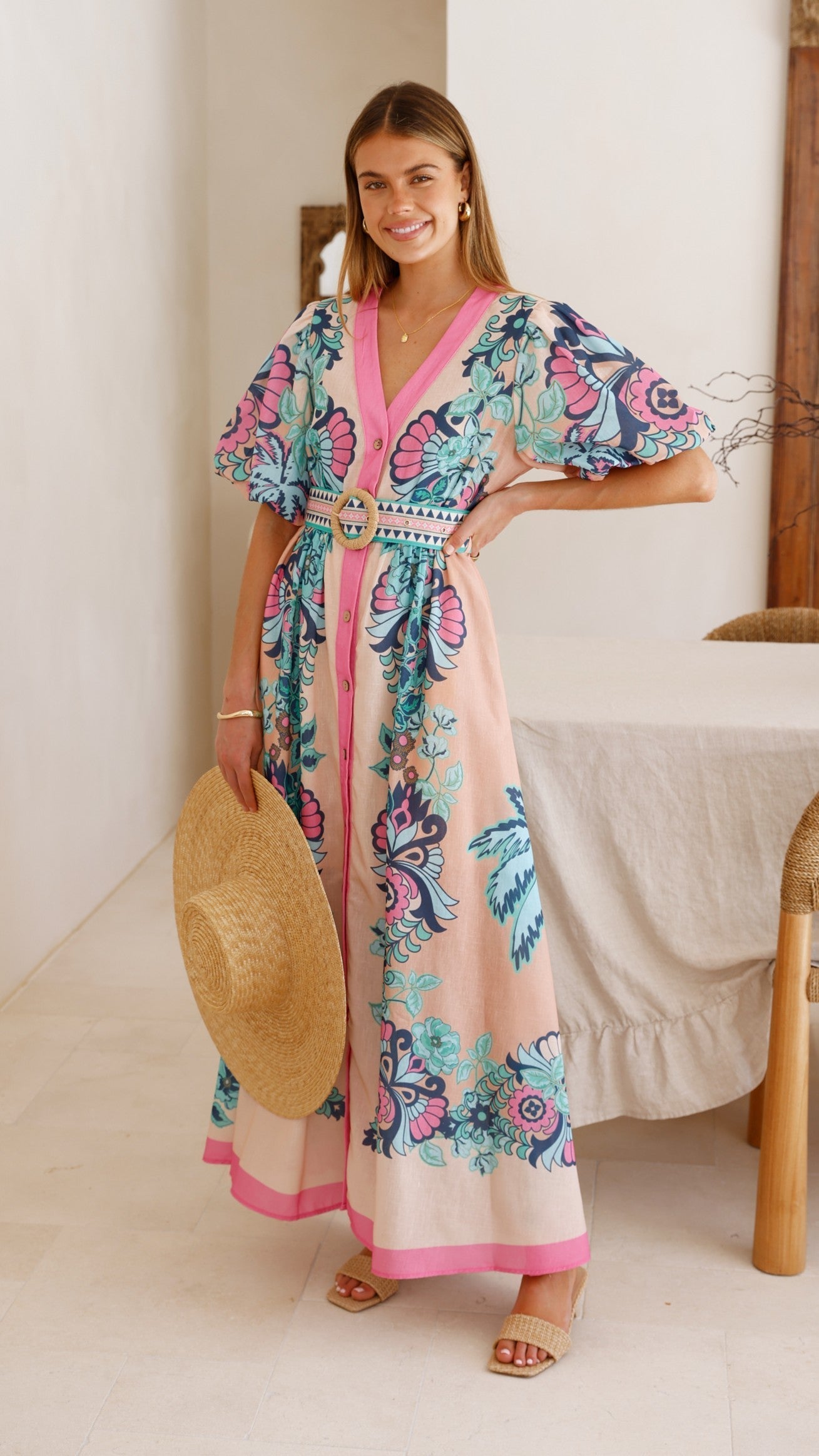 Dali Maxi Dress - Island Bloom Pink