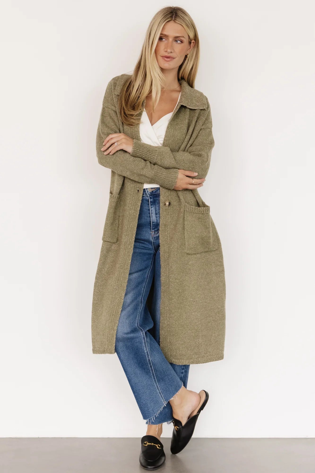 Ontario Long Button Cardigan | Olive