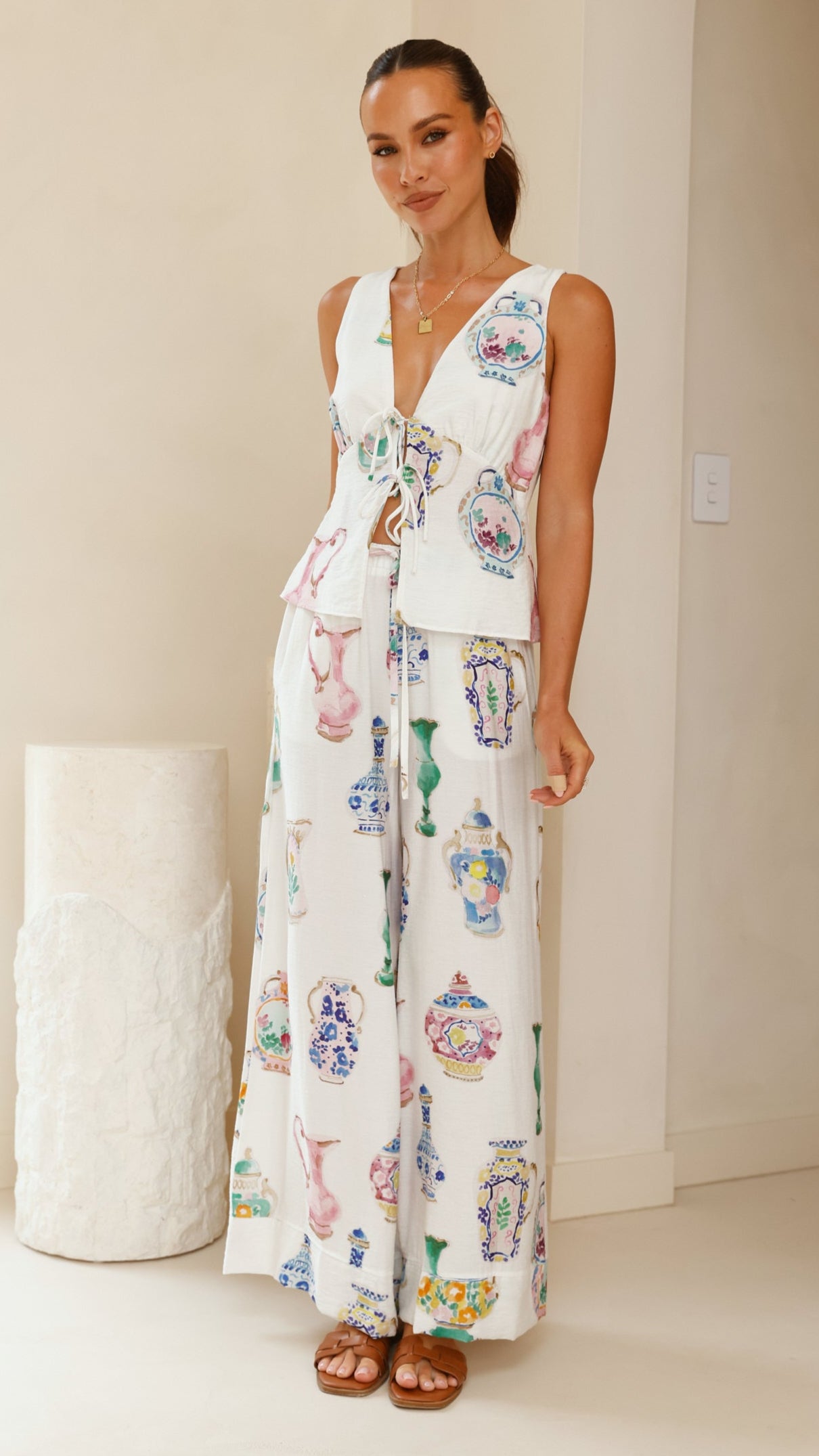 Sabin Pants - Vase Print