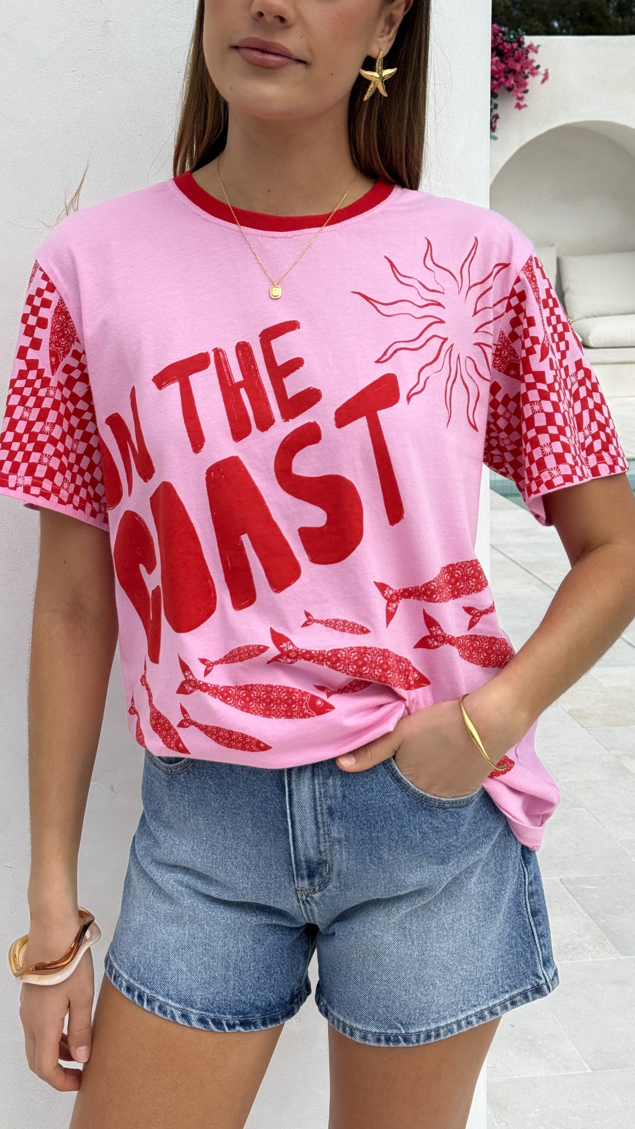 Florrie Tee - Pink/Red Tide