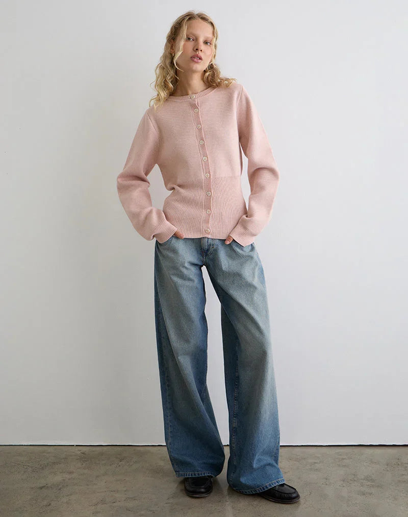 Subra Long Sleeve Cardigan in Pink