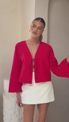 Kiera Tie Front Top - Red