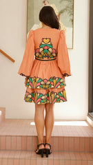 Portugal Long Sleeve Mini Dress - Melon