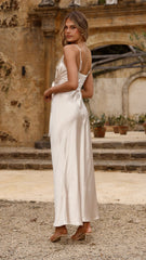Yasmeen Tie Front Maxi Dress - Champagne