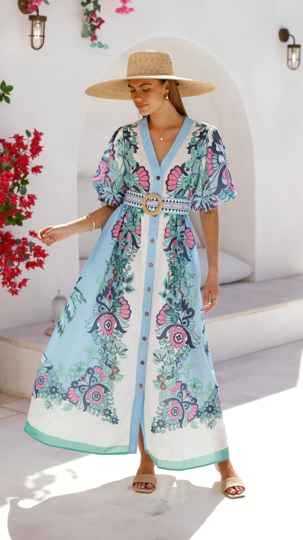 Dali Maxi Dress - Island Bloom Blue