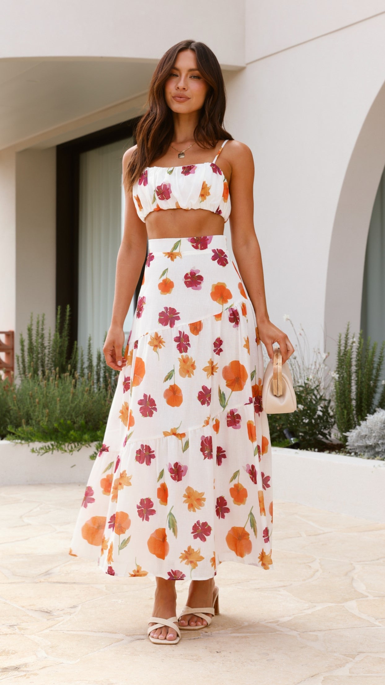 Saraya Top and Skirt Set - Springtime Print