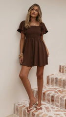 Molly Linen Mini Dress - Chocolate