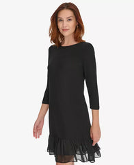 Tommy Hilfiger Women's Crewneck Ruffle Hem Dress