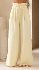 Melinda High Waist Pants - Soft Yellow