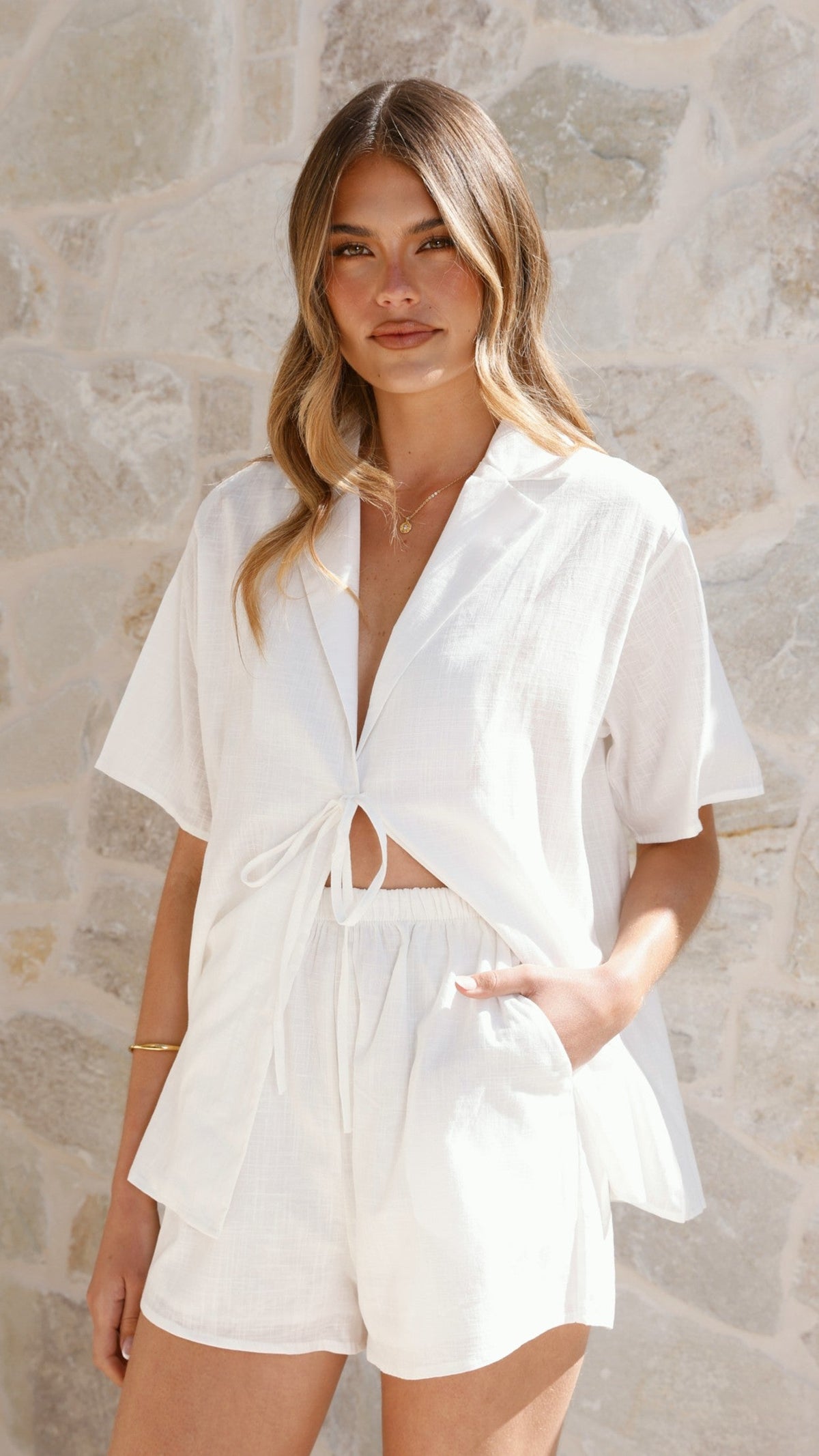 Vesper Top and Shorts Set - White