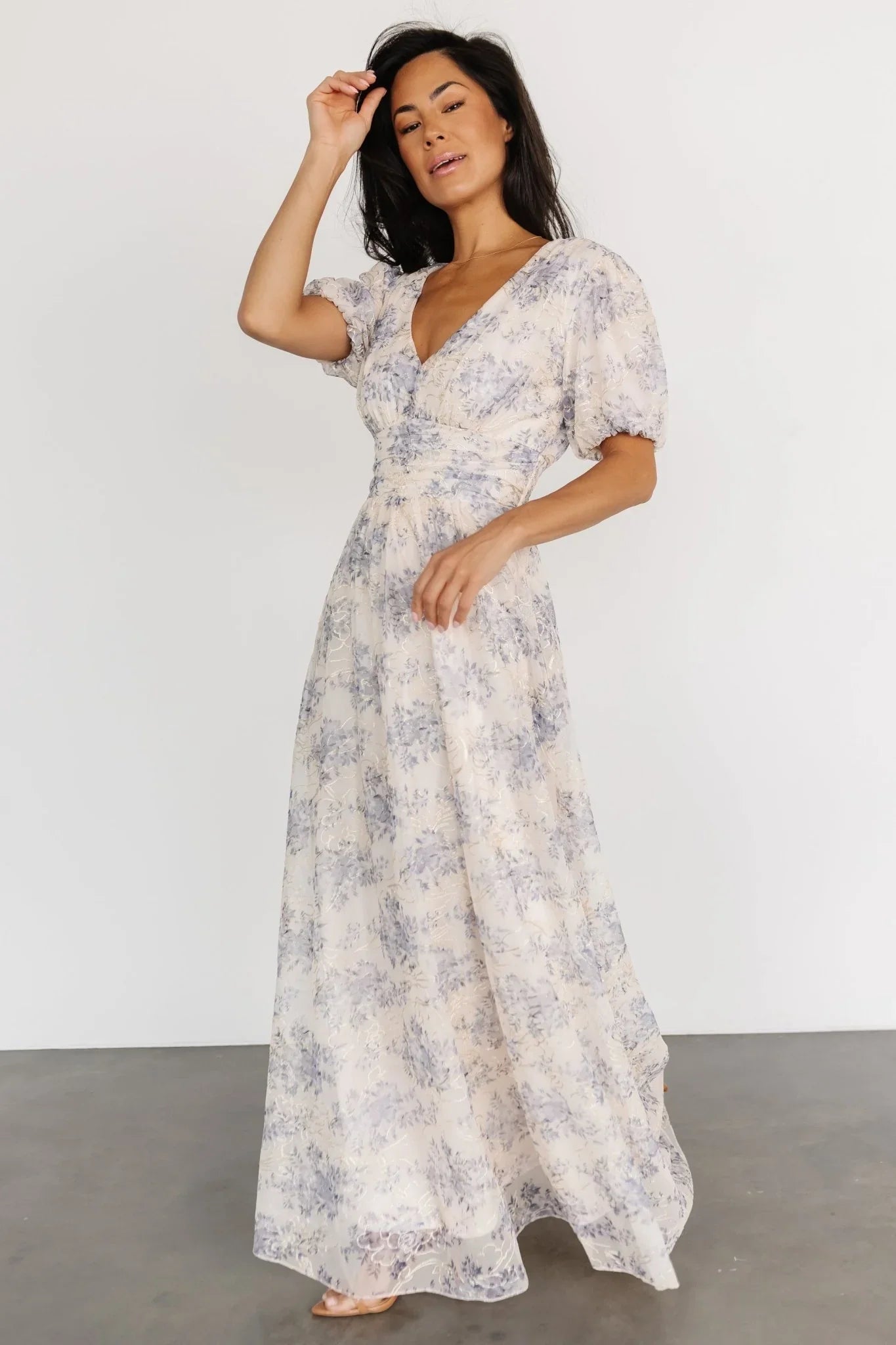 Ardley Maxi Dress | Cream + Blue