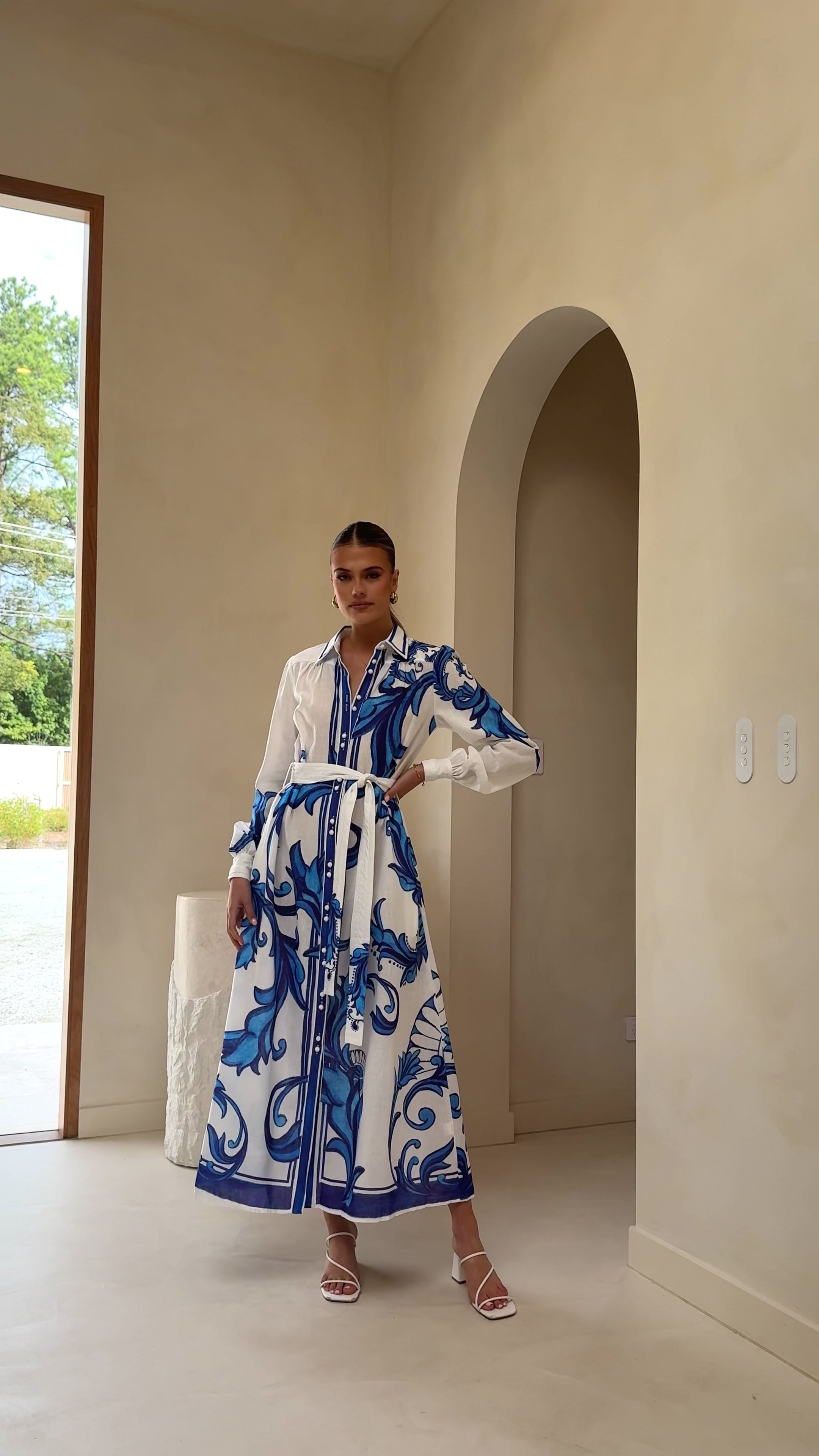 Lucia Long Sleeve Maxi Dress - Sapphire Print