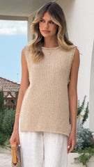 Marah Sleeveless Top - Tan