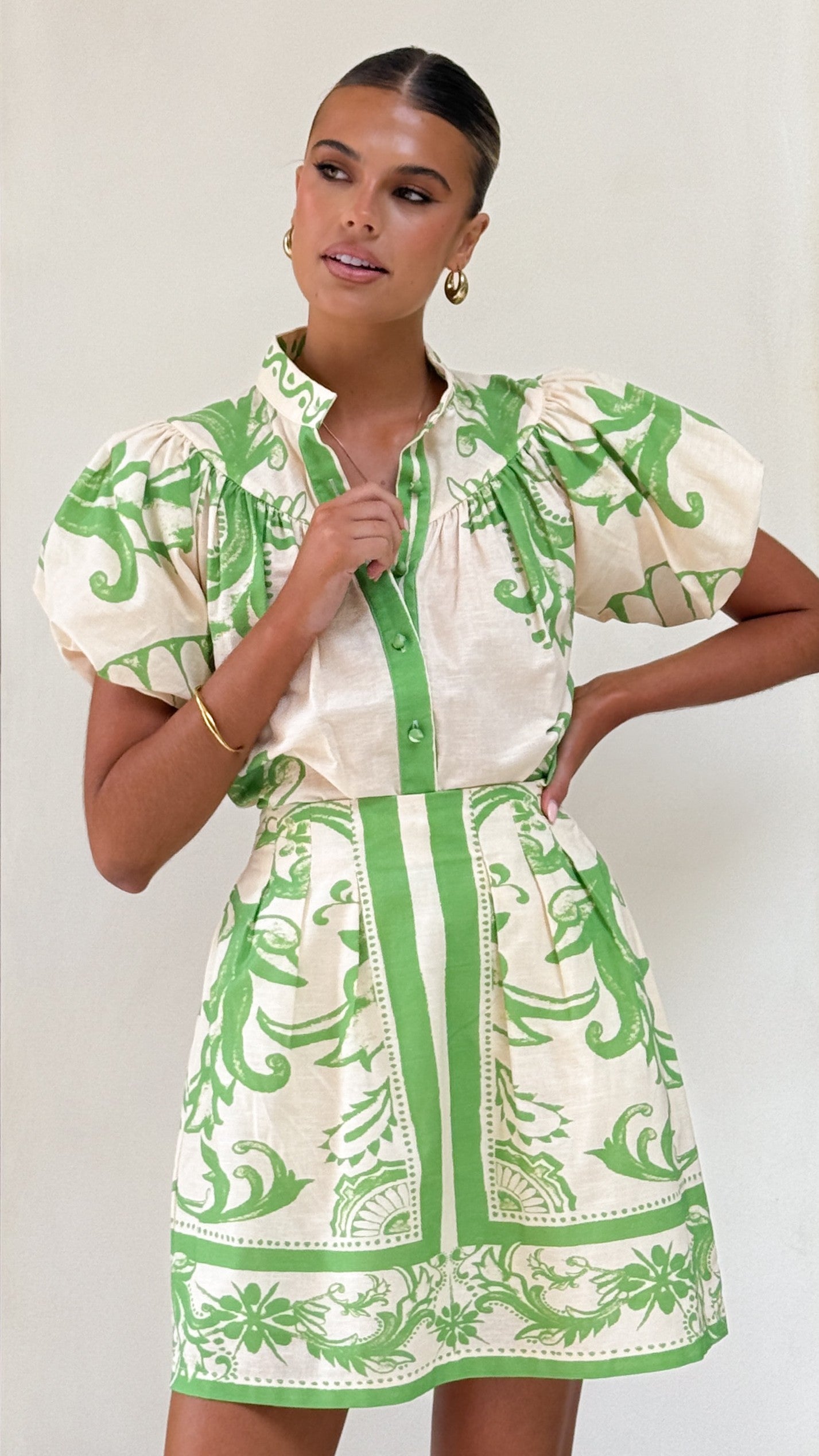 Lanie Shirt - Sage / Cream