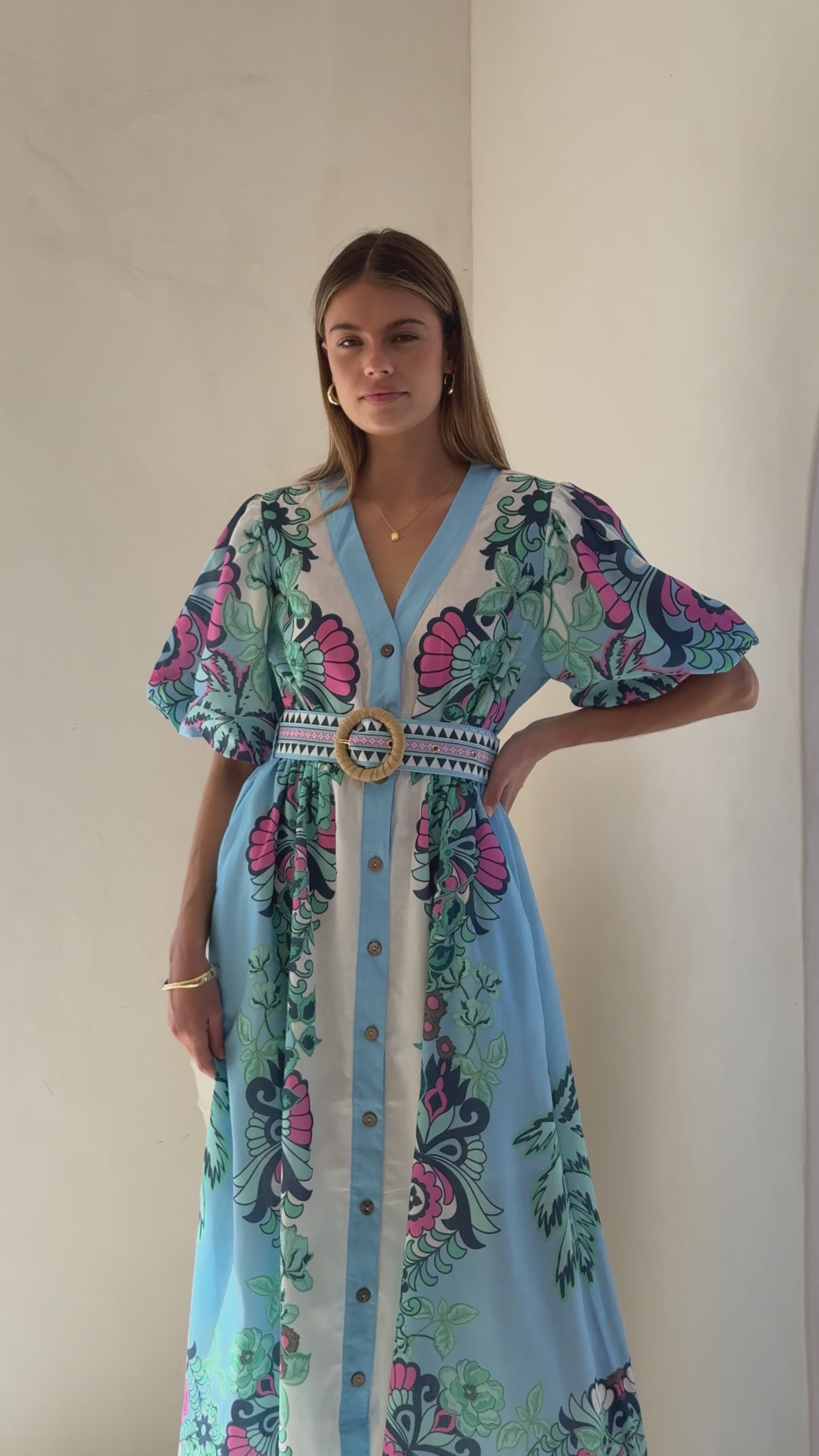 Dali Maxi Dress - Island Bloom Blue