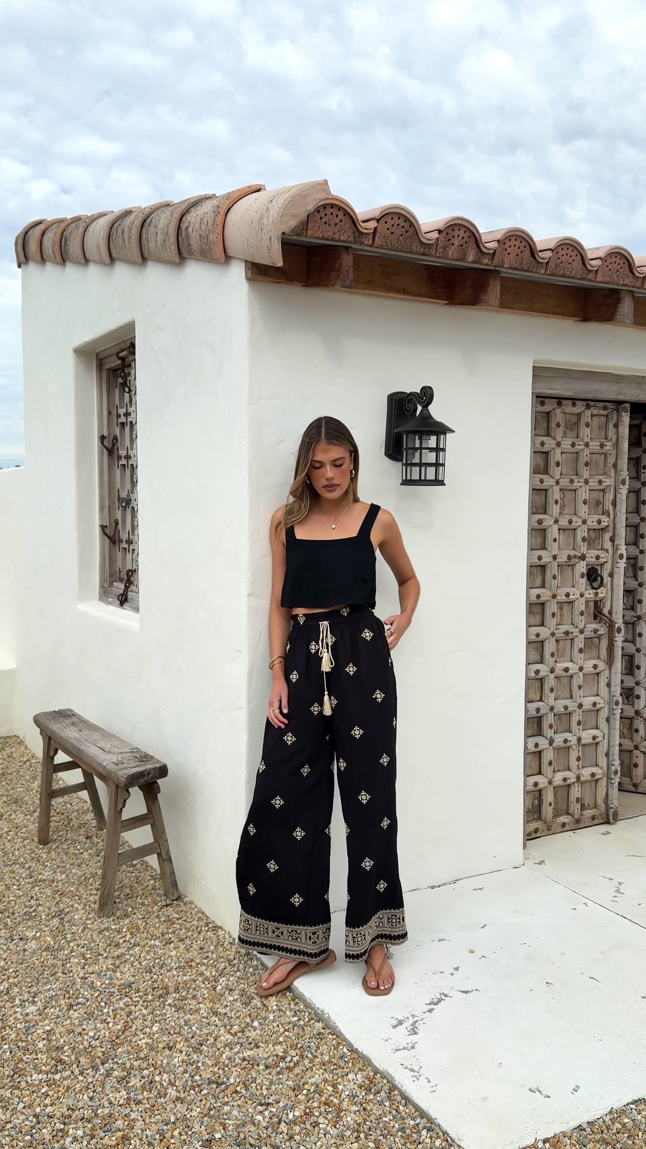 Deni Pants - Black/Beige
