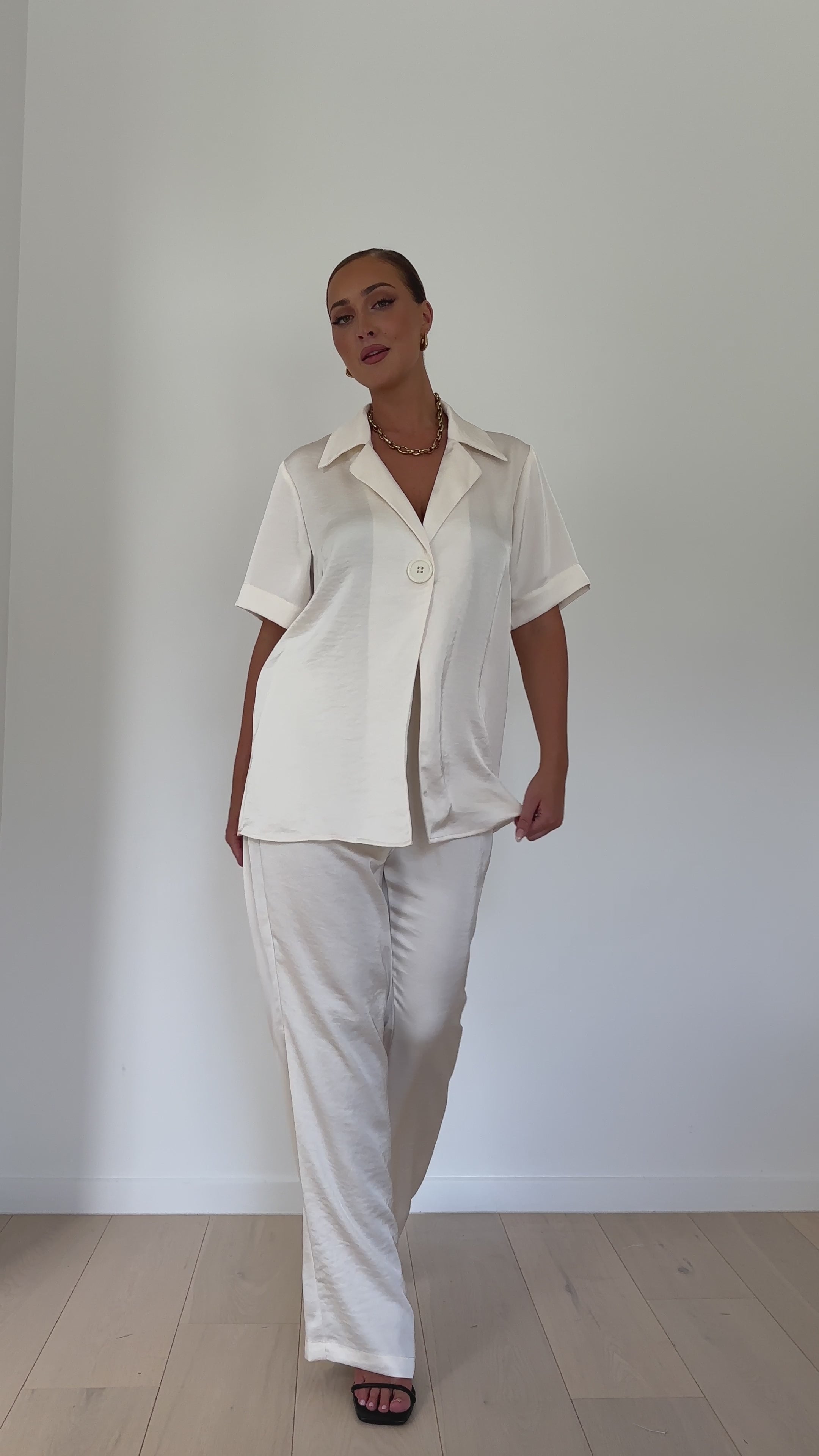 Imogen Button Pants - Cream