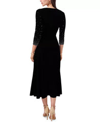 MSK V-Neck Beaded Midi Dress