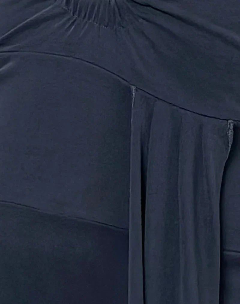 Ryoko Maxi Dress in Cupro Ocean Storm