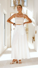 Avery Wide Leg Pants - White