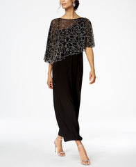MSK Women's Boat-Neck Embellished-Cape Jersey-Knit Gow