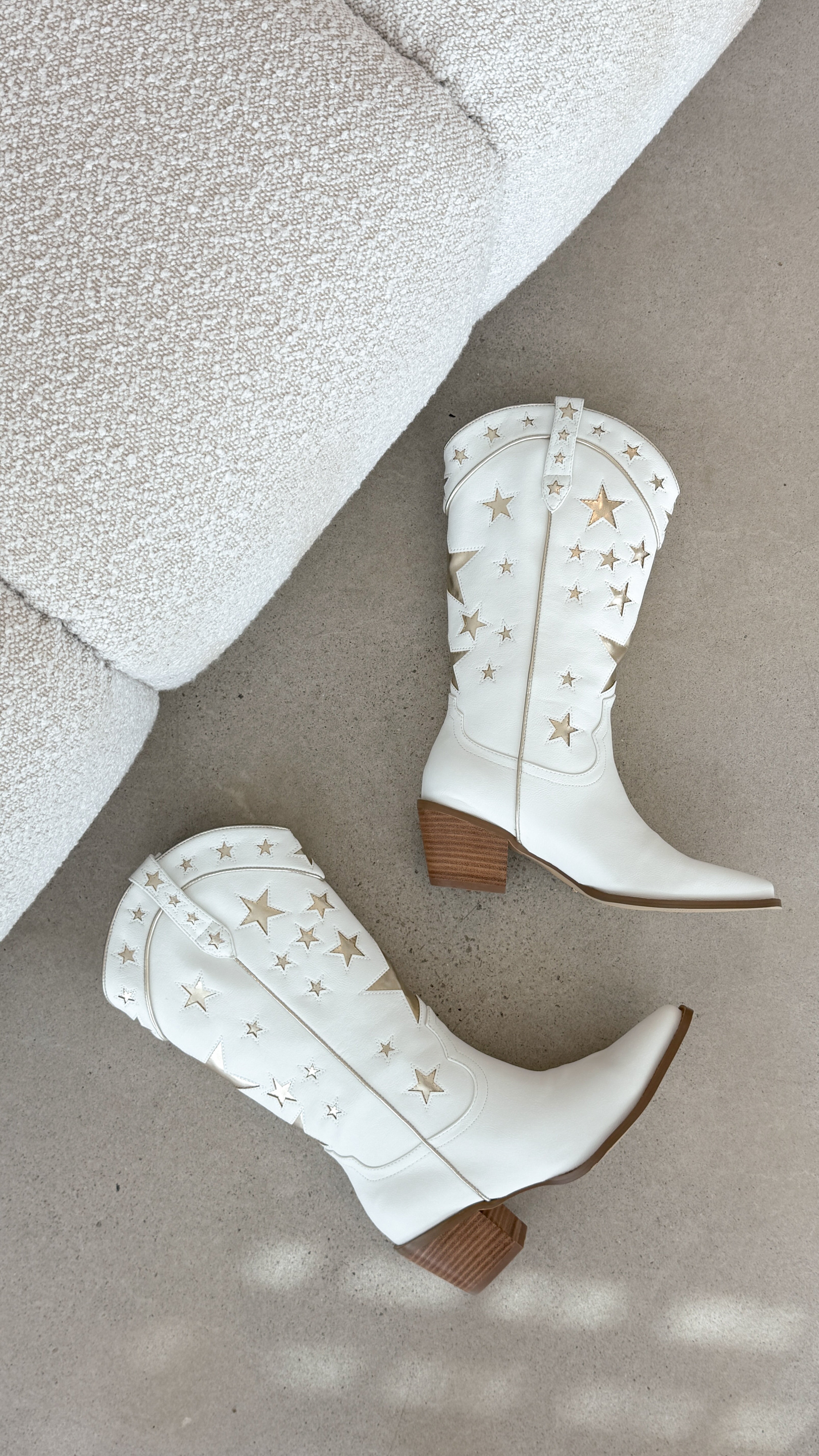 Dollie Boots - White-Gold Metallic